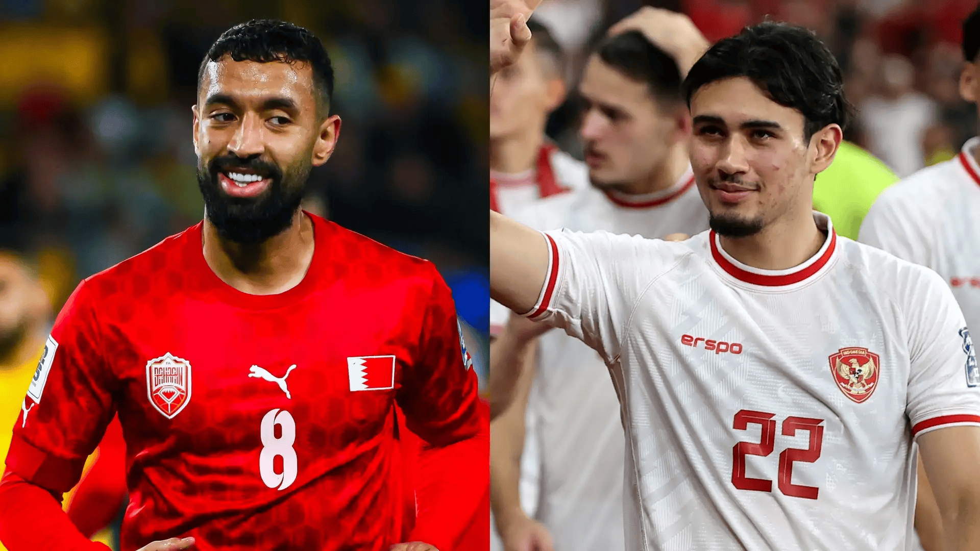 Mohamed Marhoon dan Nathan Tjoe-A-On dalam pertandingan antara Bahrain dan Timnas Indonesia.