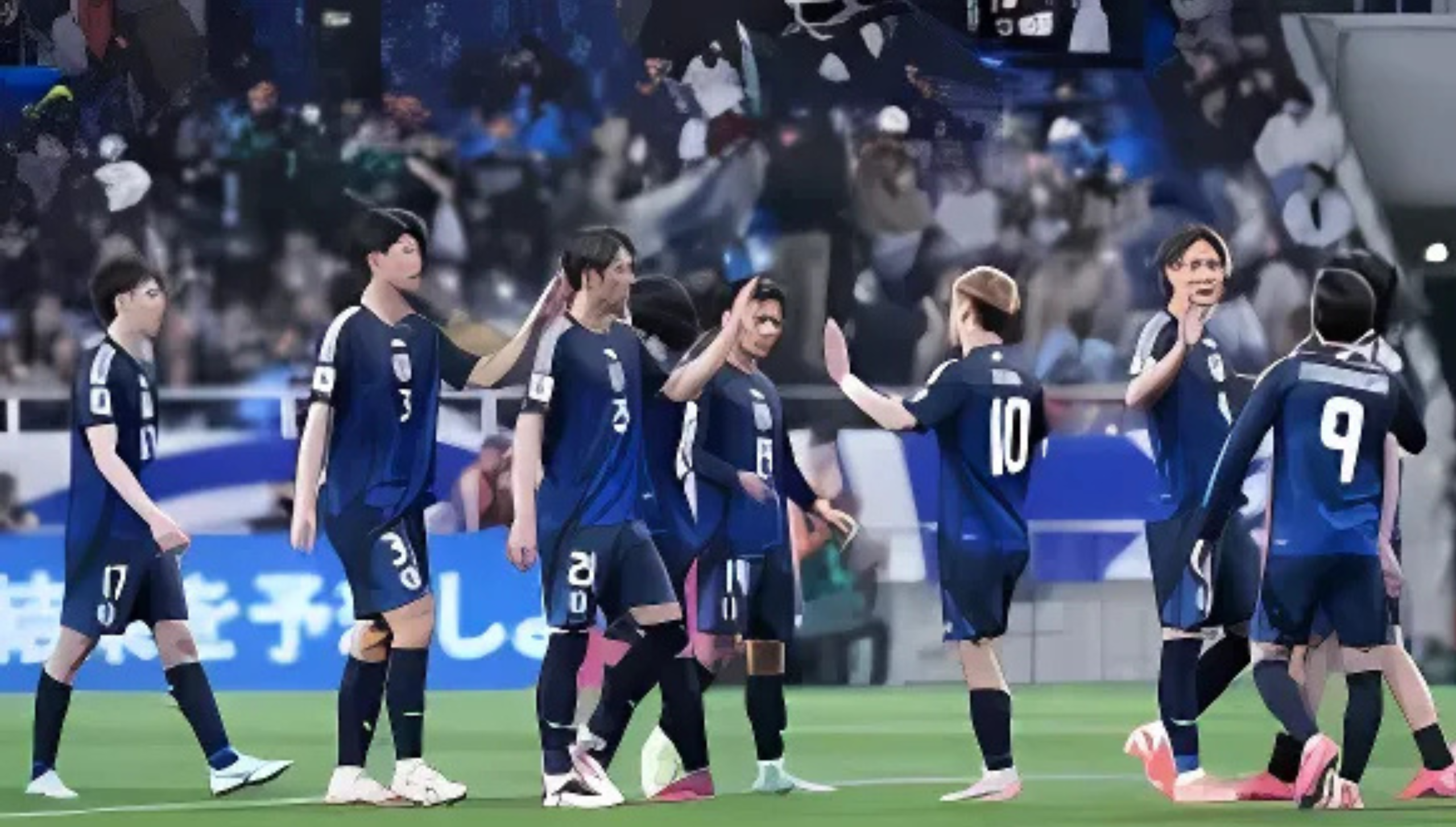Pemain Timnas Jepang berpose bersama sebelum pertandingan kualifikasi Piala Dunia."