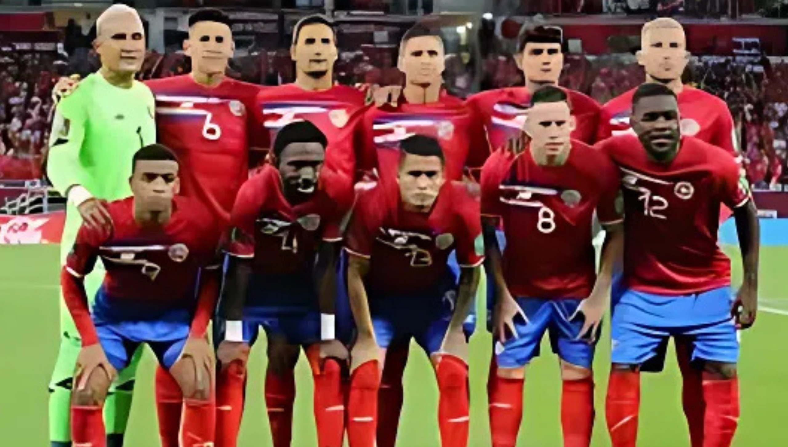 Tim nasional Kosta Rika berfoto bersama sebelum laga Piala Emas 2025 melawan Suriname."