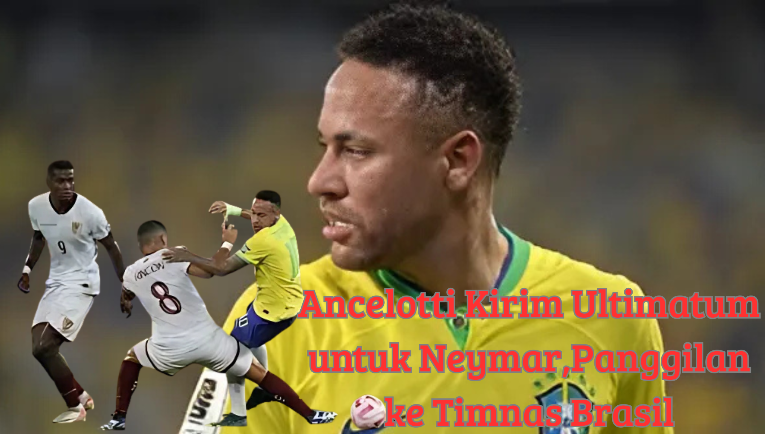 "Neymar mengenakan jersey Brasil saat bertanding melawan pemain lawan."