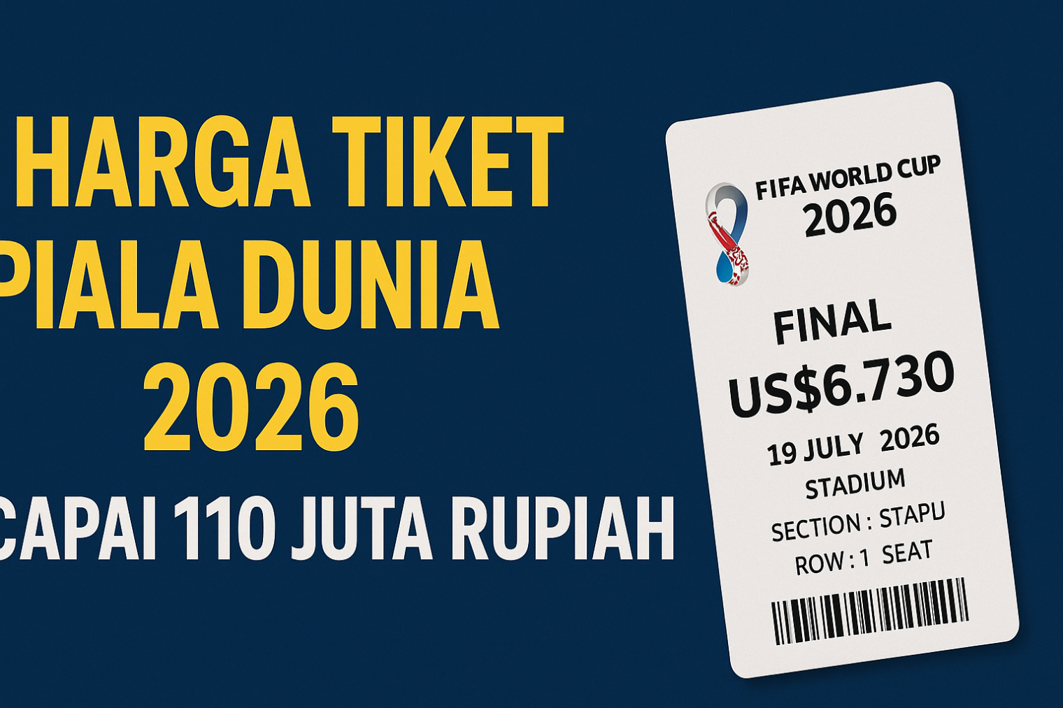Harga Tiket Piala Dunia 2026: Dari Rp986 Ribu hingga Rp110 Juta untuk Final