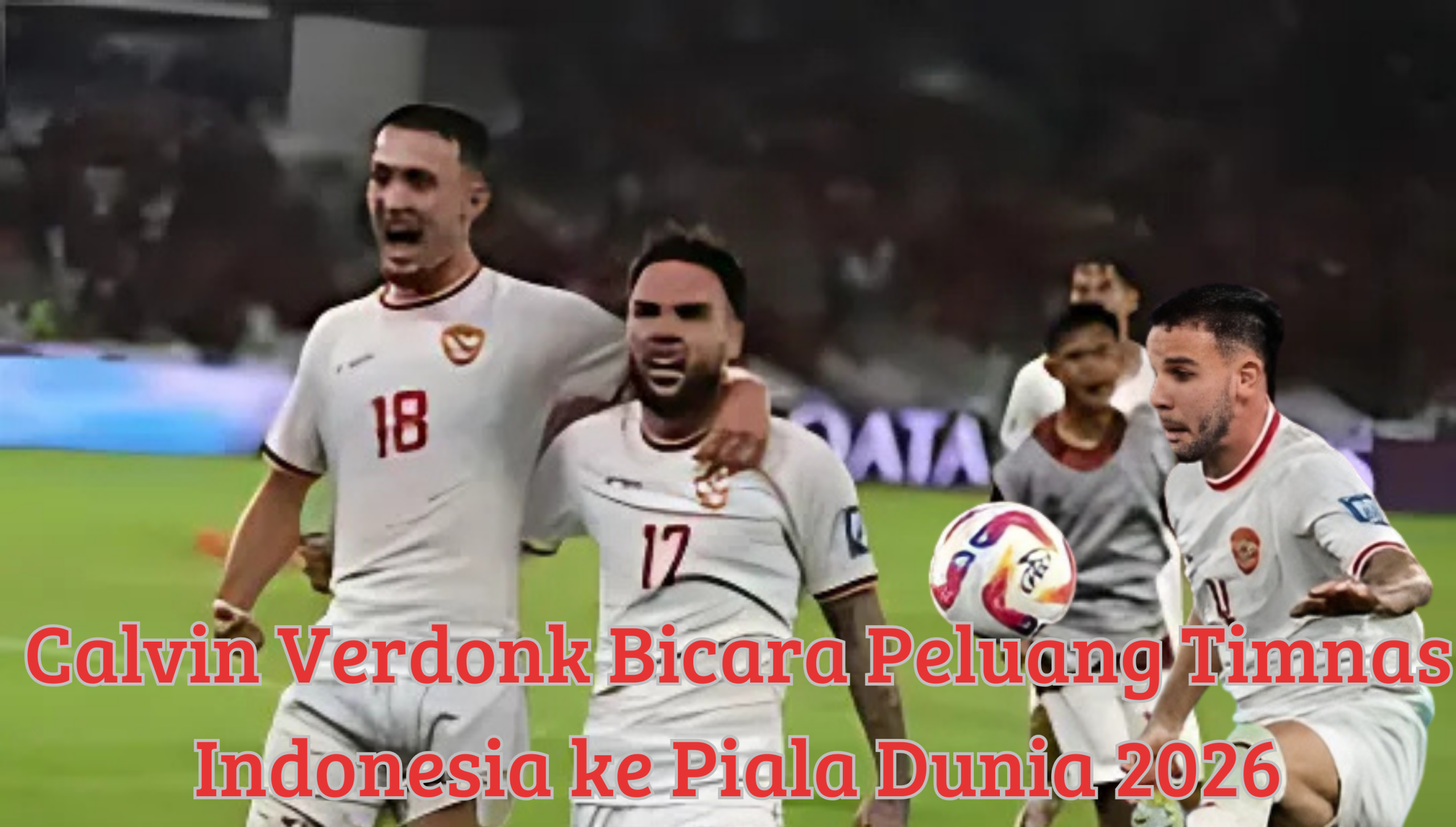 Pemain Timnas Indonesia Calvin Verdonk merayakan gol bersama rekan setim dalam laga kualifikasi Piala Dunia 2026