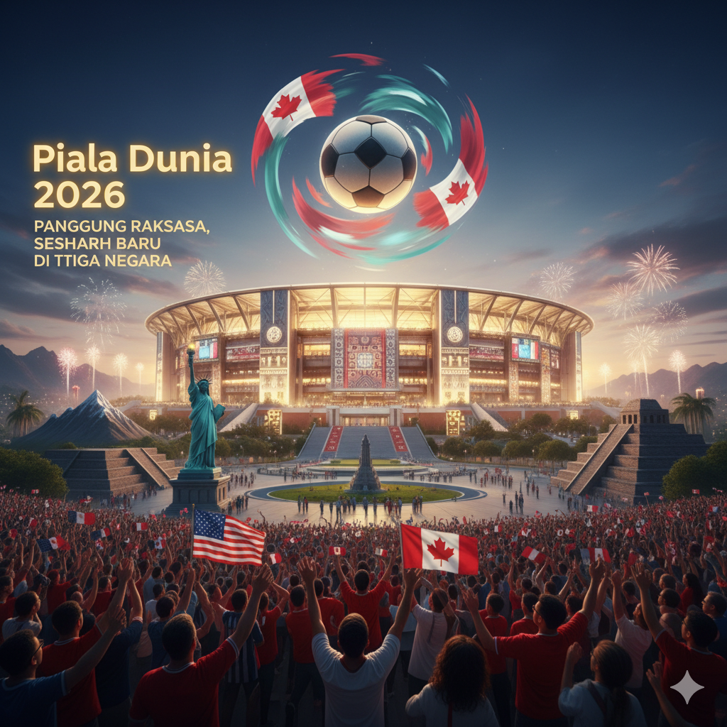 Piala Dunia 2026 stadion megah 48 tim bendera AS Kanada Meksiko panggung raksasa