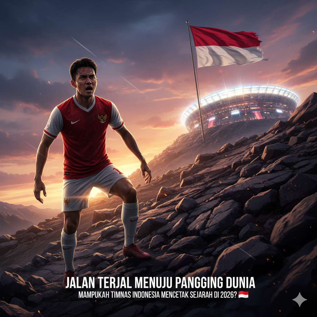 Pemain Timnas Indonesia berjuang mendaki jalan terjal menuju stadion Piala Dunia 2026