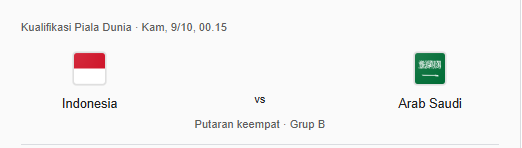 Indonesia vs Arab Saudi Indonesia vs Arab Saudi dalam Kualifikasi Piala Dunia 2026 Grup B