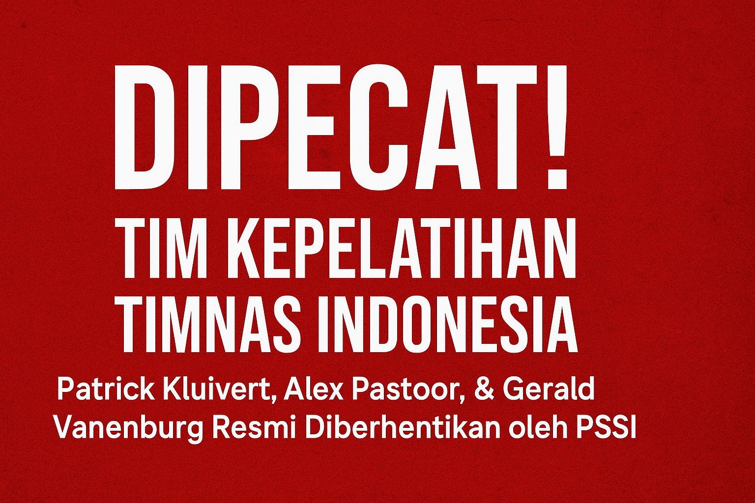 Pelatih dan staf kepelatihan Timnas Indonesia 2025 dipecat PSSI