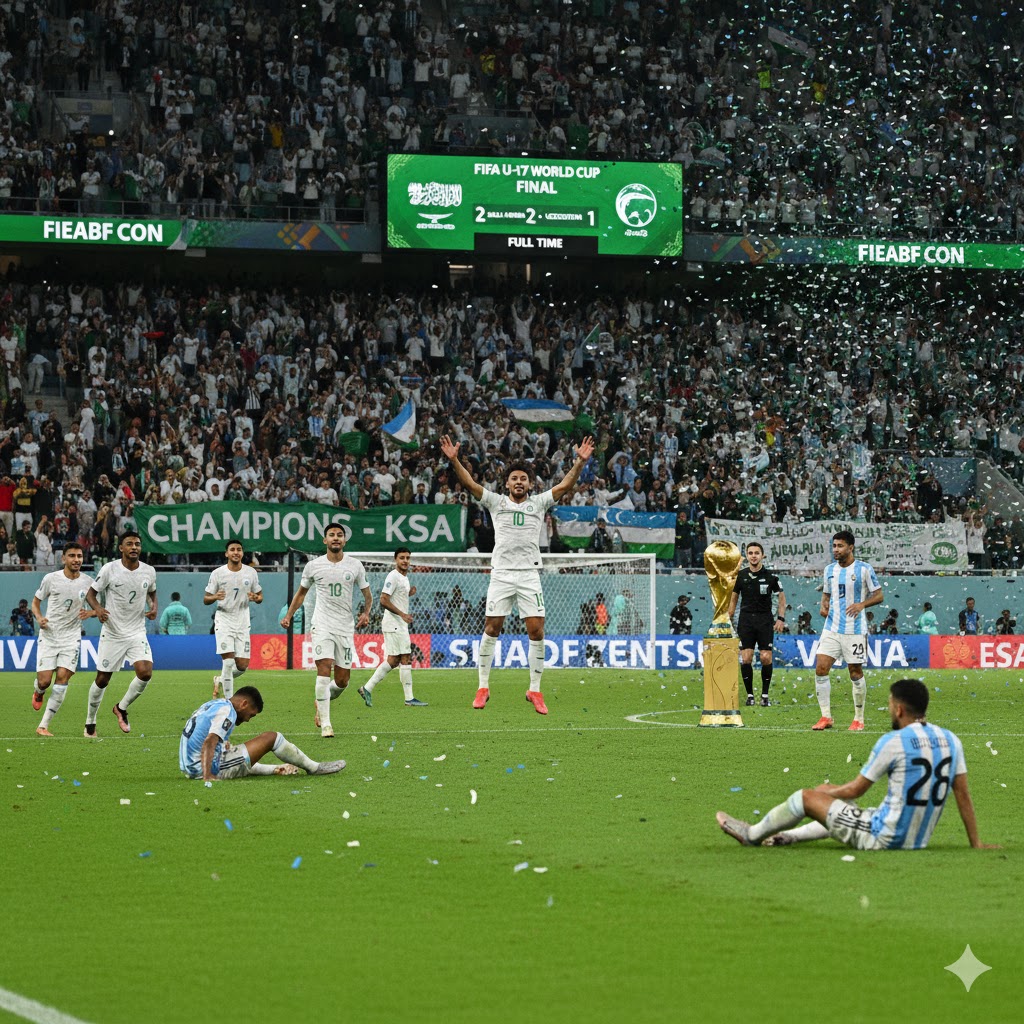 Arab Saudi player celebrates winning goal against Uzbekistan in intense U-17 World Cup final match